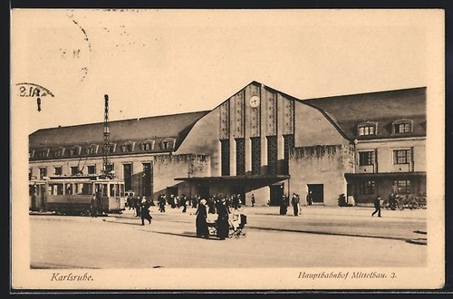 Cartolina karlsruhe stazione - cartolina,
